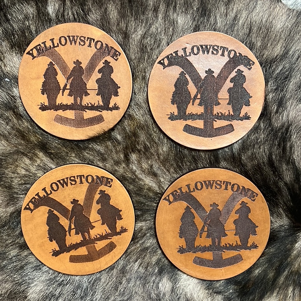COPY - Hand Crafted Yellowstone Inspired Custom Leather Coasters Set of 4